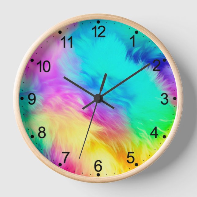 Horloge Vivid Rainbow Fluffy Fur Texture-75201 (Recto)