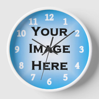 Horloge Votre image Grand Modèle de chiffres blancs