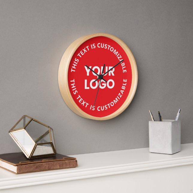 Horloge Votre logo/toute image téléchargée et tout texte c (Bureau)
