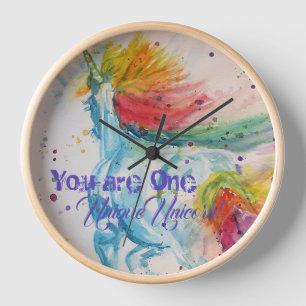Horloge Vous êtes une licorne unique ! Aquarelle arc-en-ci