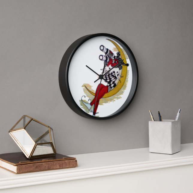 Horloge Vue cosmique : Elfe sur la lune aventure (Bureau)