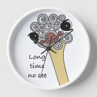 Horloge Wall Clock Ostrich "long time no see"
