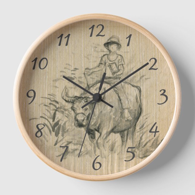 Horloge Water Buffalo Enfant Chinois Ox Année Anniversaire (Recto)