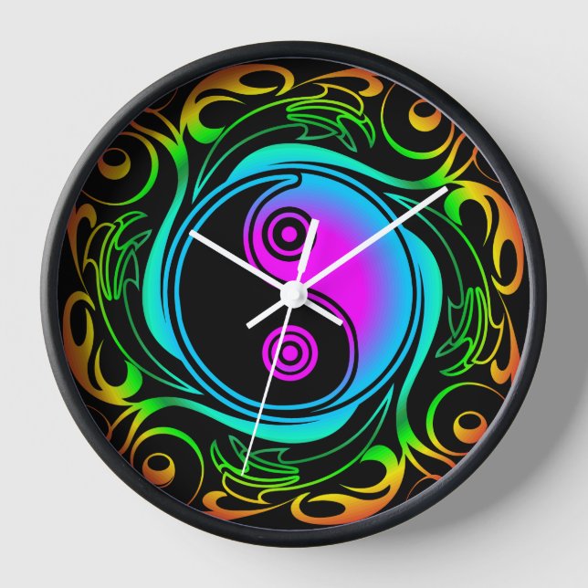 Horloge Yin Yang Psychedelic Rainbow Tattoo (Recto)