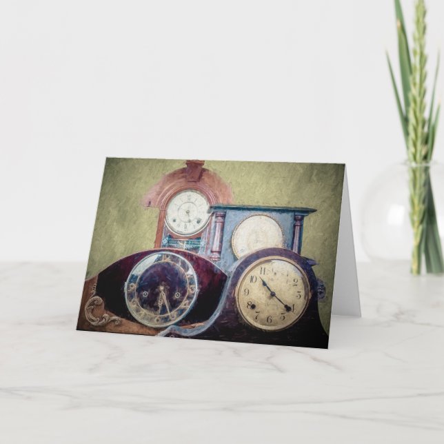 Horloges anciennes carte de voeux art abstrait (Devant)