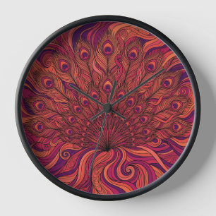 Horloges Artistiques Abstraites Éventail de Paon C