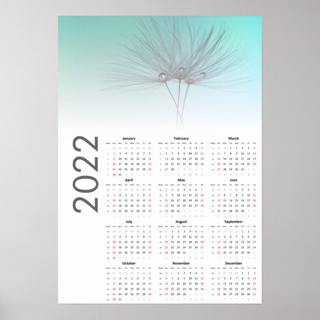 Horloges Dandelion Calendrier 2022 Poster (Devant)