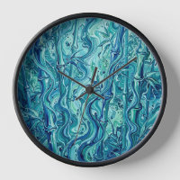 Horloges d'art à fusion bleue de forêt de bambou a