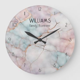 Horloges de famille en pierre de marbre rose Perso