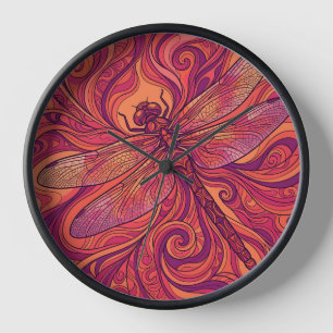 Horloges en ligne Art Abstrait Libellule Coucher d