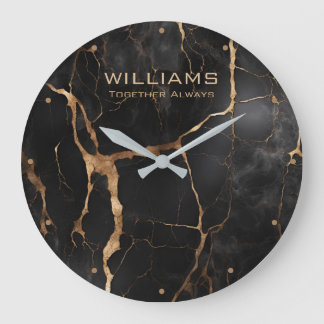 Horloges en marbre noir et or Personnalisées