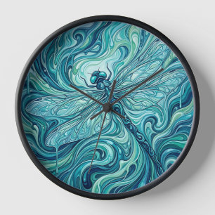 Horloges en peinture bleue océanique abstraite de