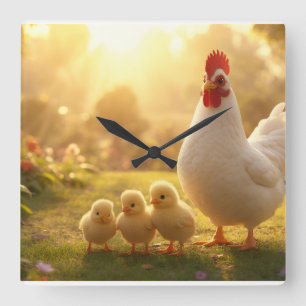 Horloges Famille de Poulets Mignons Poule et Pouss