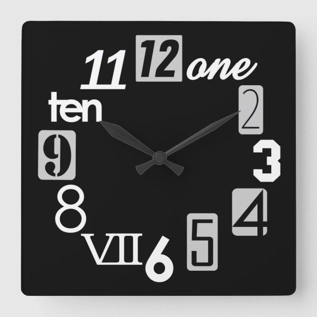 Horloges murales Carrés Funky Numbra (Recto)