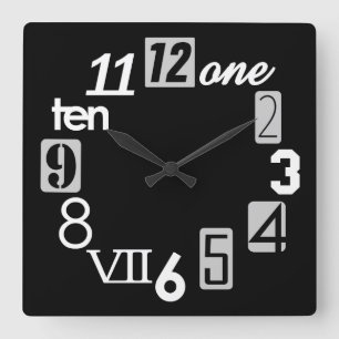 Horloges murales Carrés Funky Numbra