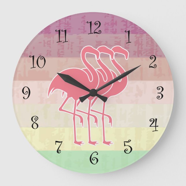 Horloges murales de Flamant rose tropical (Recto)