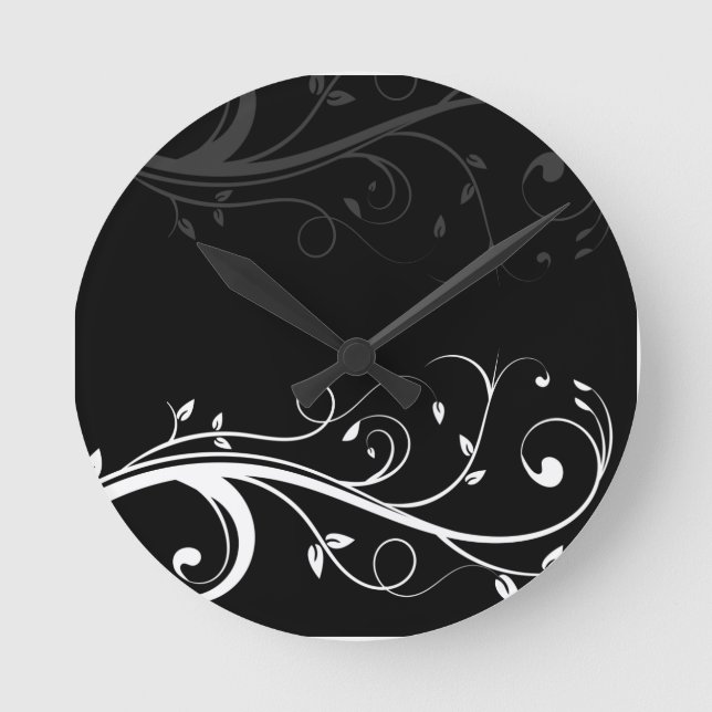 Horloges murales florales noires et blanches (Recto)