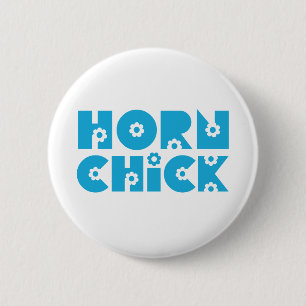 Horn Chick 2 Inch Round Button
