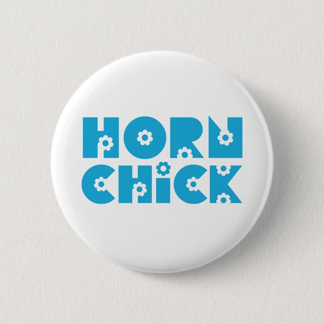 Horn Chick 2 Inch Round Button (Front)