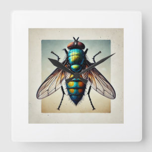 Horn Fly 180724IREF244 - Watercolor Square Wall Clock