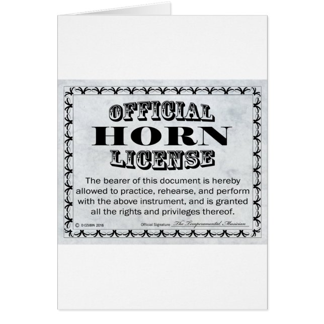 Horn License (Front)