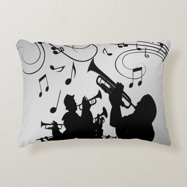 Horn Section Music Design Accent Pillow (Front)