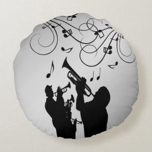 Horn Section Music Design Round Pillow