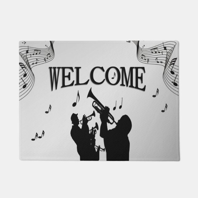 Horn Section Music Design Welcome Doormat (Front)