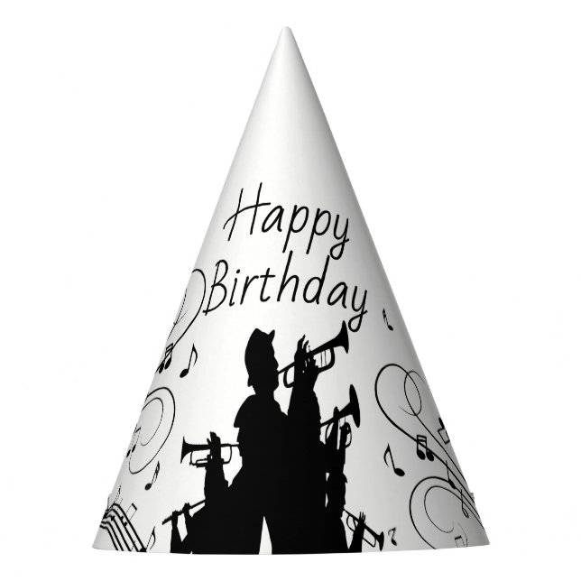Horn Section Trumpet Jazz Music Birthday Party Hat (Front)