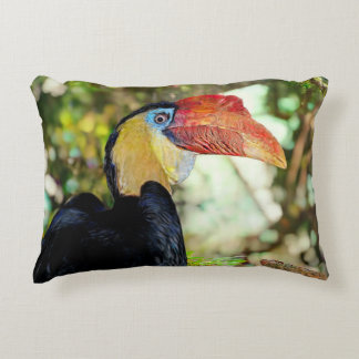 Hornbill accent pillow