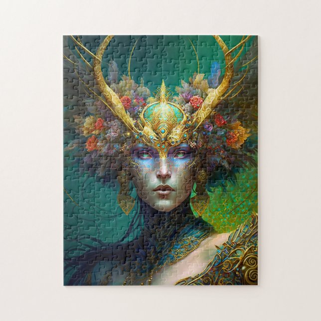 Horned Elf Woman Fantasy Art Jigsaw Puzzle (Vertical)