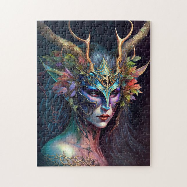 Horned Elf Woman Fantasy Art Jigsaw Puzzle (Vertical)