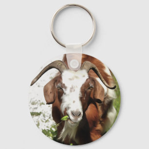 Horned Goat Grazing Keychain