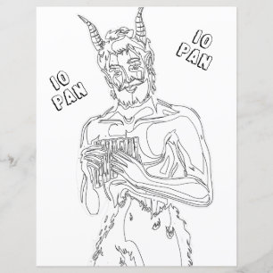 Horned God Pan Wicca Pagan Colouring Page Paper
