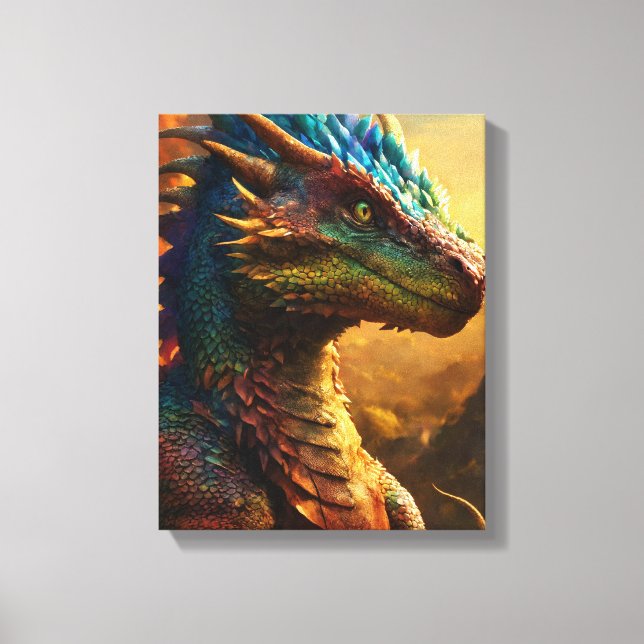 Horned Guardian: The Mythical Monitor Dragon" Canvas Print (Front)