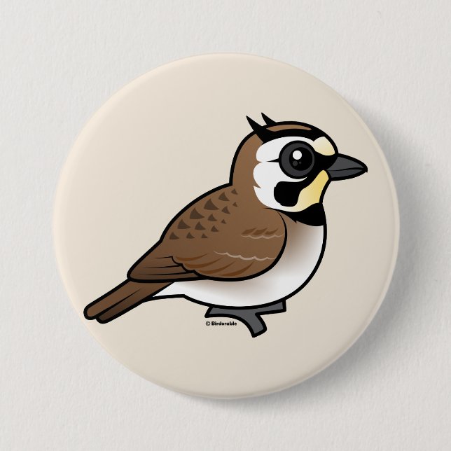 Horned Lark 3 Inch Round Button (Front)