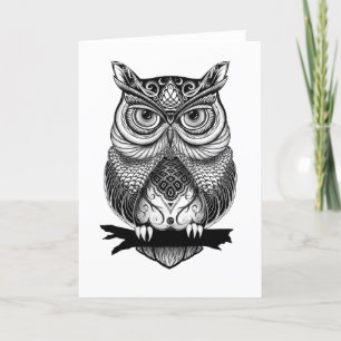 Horned Owl blank greeting card