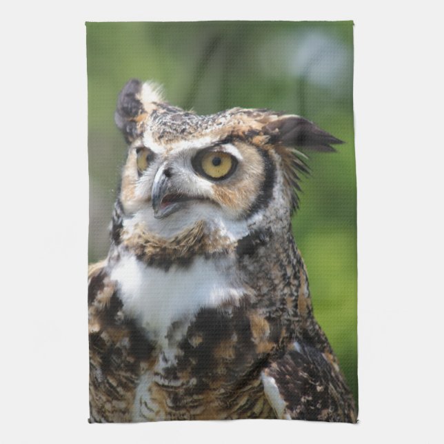 Horned Owl Kitchen Towel (Vertical)
