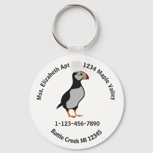 Horned Puffin Standing Cartoon Home Contact Info K Keychain
