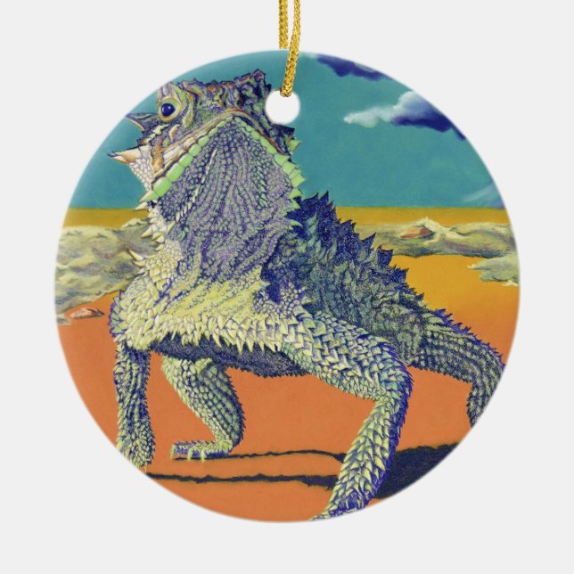 Horned Toad, Lizard Ceramic Ornament (Front)