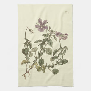 Horned Violet Botanical Illustration Kitchen Towel