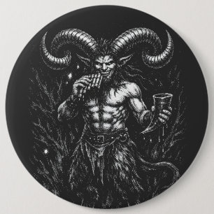Horned Winter Satyr — by BurnsInHell 6 Inch Round Button