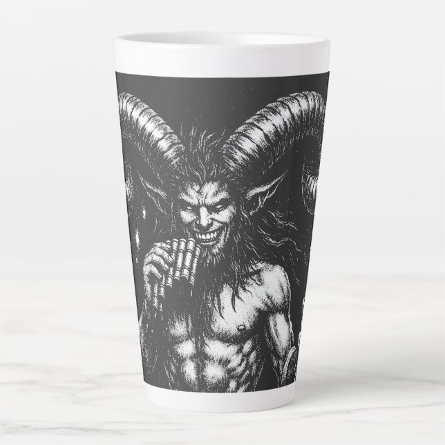Horned Winter Satyr — by BurnsInHell Latte Mug (Front)