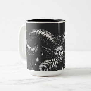 Horned Winter Satyr — by BurnsInHell Two-Tone Coffee Mug