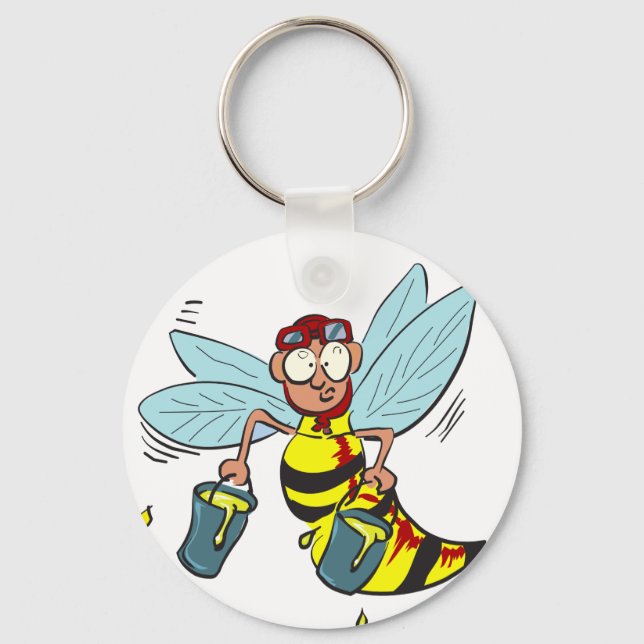 Hornet wasp bee with two buckets of honey keychain (Front)
