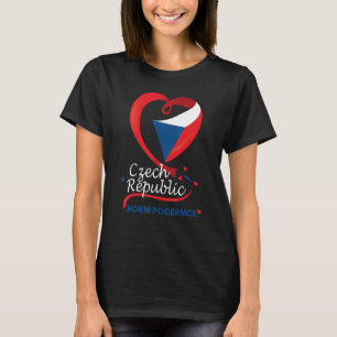 Horni Pocernice Czech Republic Heart Flag Coat Of  T-Shirt