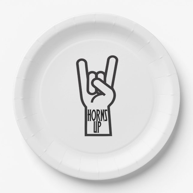 Horns Up Paper Plate (Front)