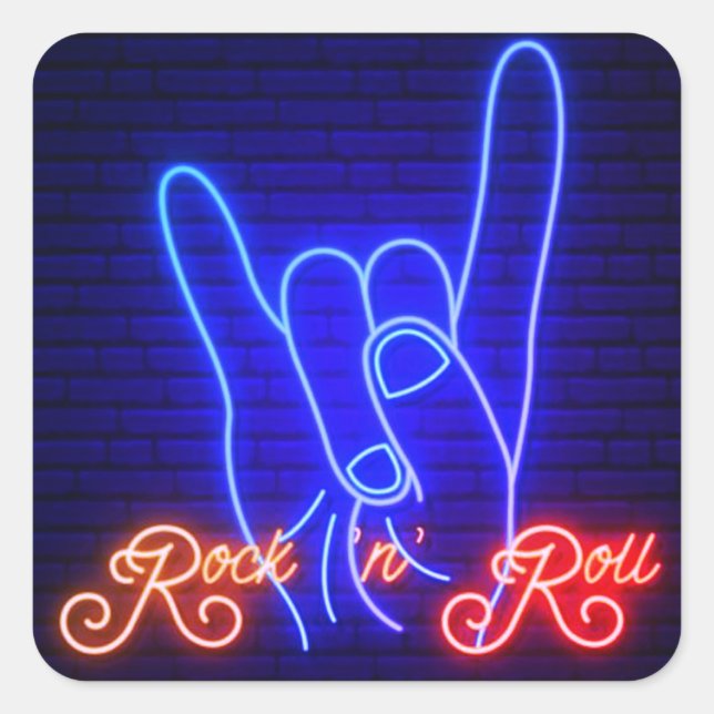 Horns Up Rock 'n Roll Square Square Sticker (Front)