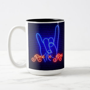 Horns Up Rock 'n Roll Two-Tone Coffee Mug