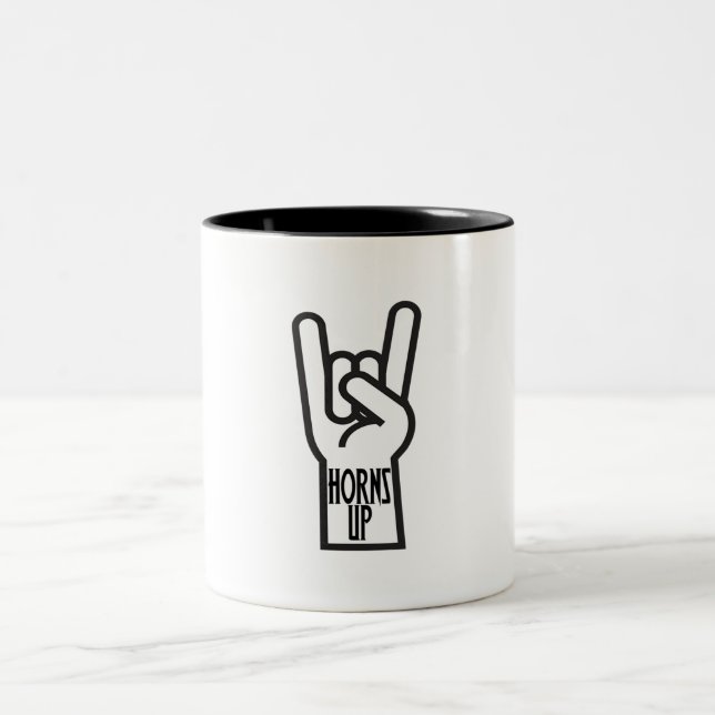 Horns Up Two-Tone Coffee Mug (Center)